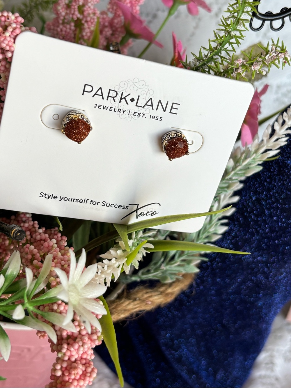 Park Lane Limited Edition Caramel Baby Stud Earrings in Silver-and-Gold Setting - Picture 5 of 7